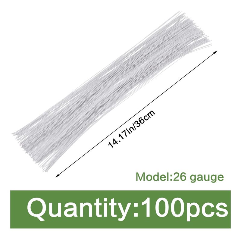 SOCNITC 100pcs Floral Wire White, 26 Gauge Flower Wire Sticks, Floral Supplies 14 inches for DIY Floral Arrangements Floral Arranging Craft Projects Corsages, Wedding Bouquet - Image 2